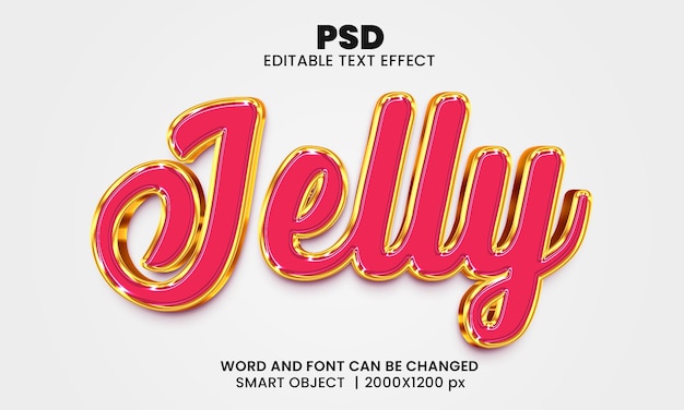 Jelly 3d editable text effect Premium Psd with background