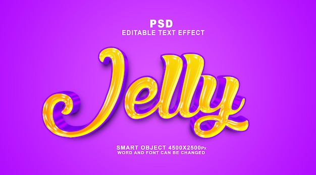 Jelly 3d editable text effect PSD template with cute background