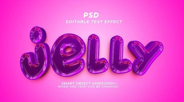 Jelly 3d editable text effect PSD template with cute background