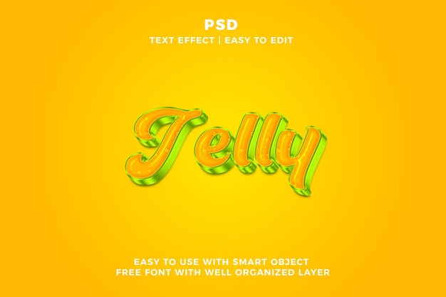 PSD jelly 3d editable text effect style psd with background