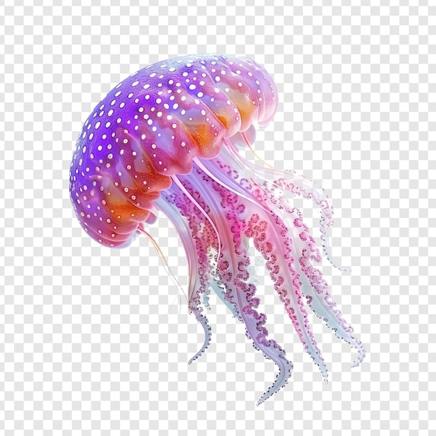 PSD jellyfish side view full body isolate on transparency background psd