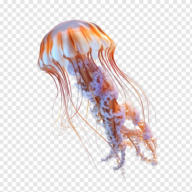 Jellyfish side view full body isolate on transparency background PSD