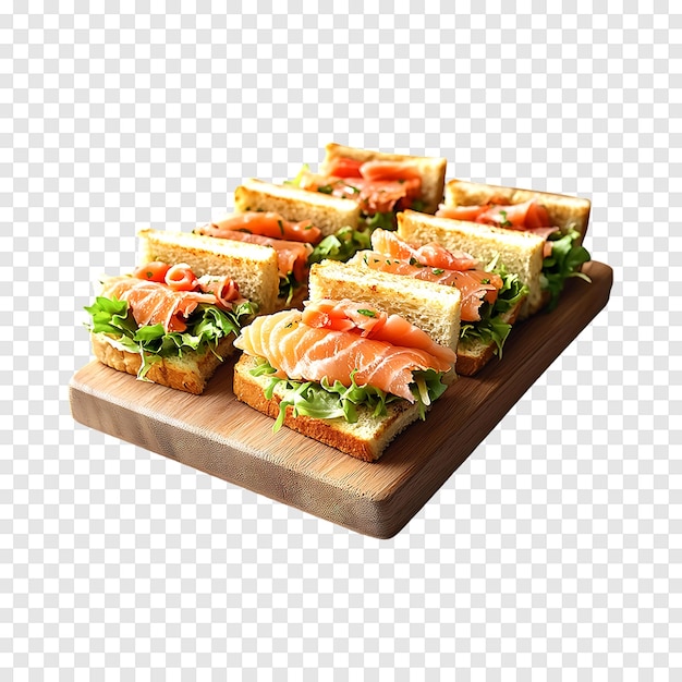 PSD jerked salmon sandwiches isolated on a transparent background for easy viewing