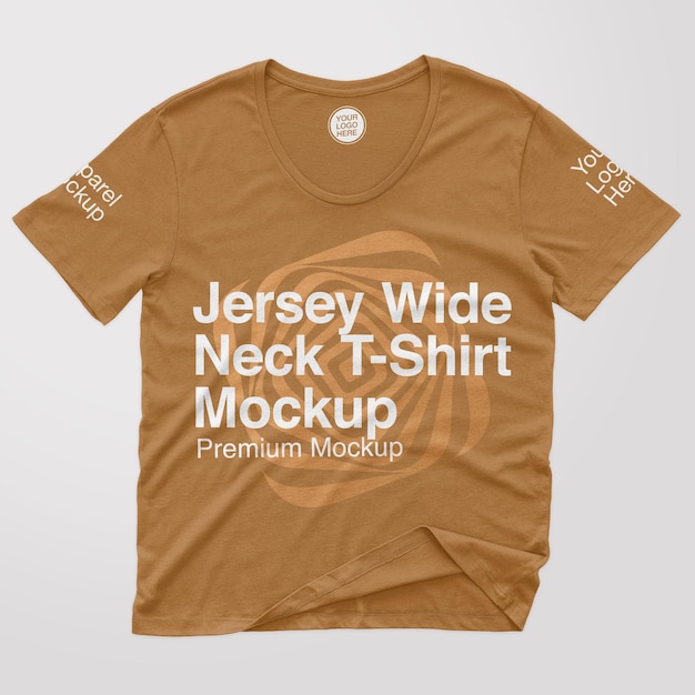 Jersey Wide Neck TShirt Mockup