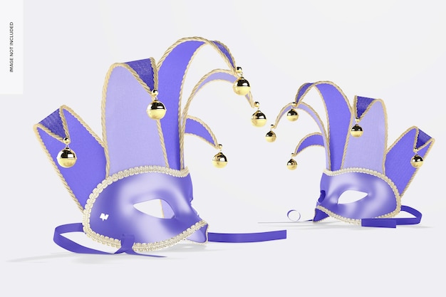 Jester Half-Face Masks Mockup, Left View