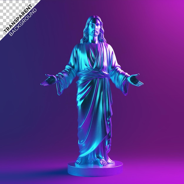 Jesus Christ statue holographic ilustration