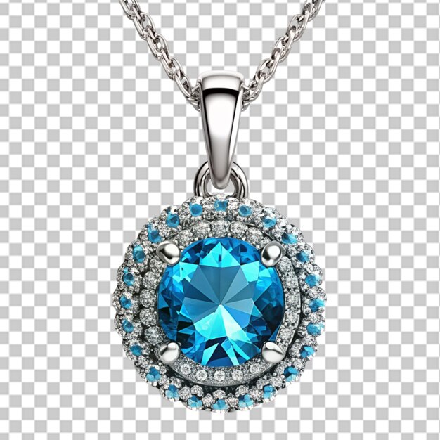 PSD jewelery pandant with blue diamond on transparent background