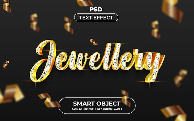 Jewellery 3d editable text effect style with background