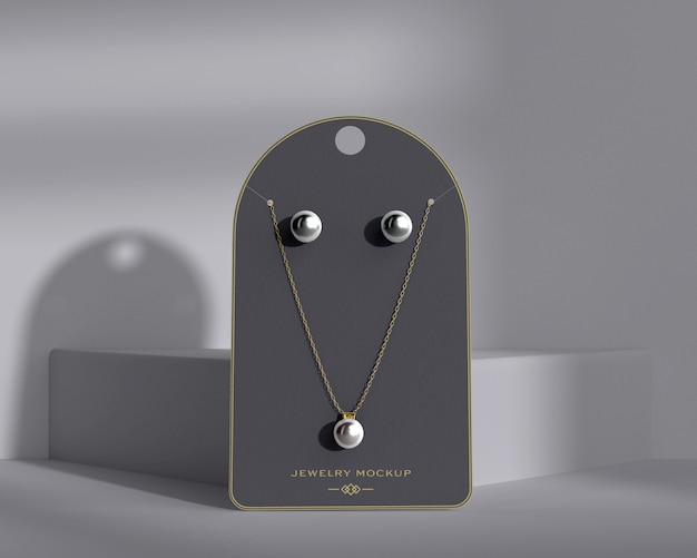 Jewelry card with pearl earrings and necklace