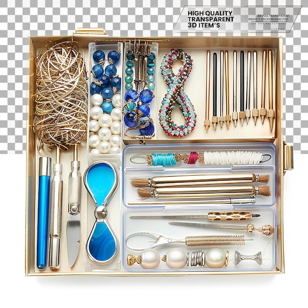 PSD jewelry making kit a kit containing supplies for making jewelry on transparent background