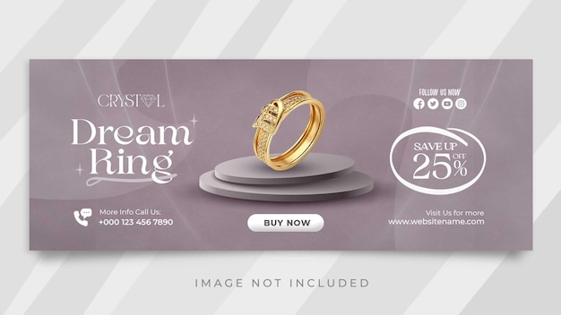 Jewelry sale social media facebook cover template or web banner template