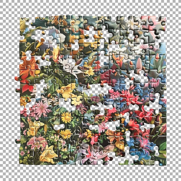 PSD jigsaw puzzle on transparent background ai generated