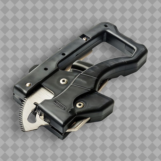 PSD jigsaw with black plastic body and silver blade a tool used png tool on clean background