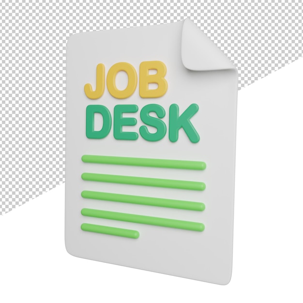 Job Desk Work Job side view 3d rendering icon illustration on transparent background