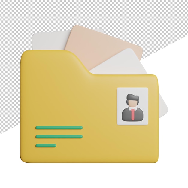 Job Document Report front view 3d rendering icon illustration on transparent background