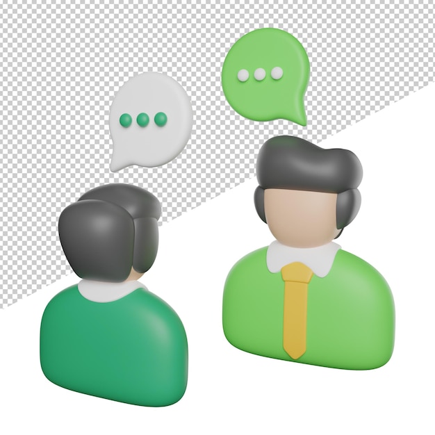 Job Interview Communication side view 3d rendering icon illustration on transparent background