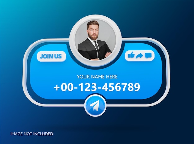 Join us on telegram social media with 3d logo and link profile box