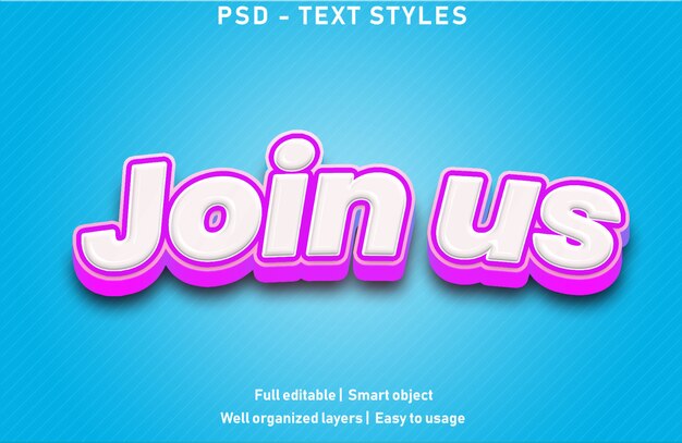 join us text effects style editable psd