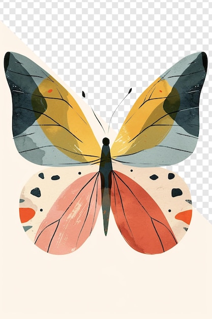 PSD jon klassen style colorful butterfly clipart