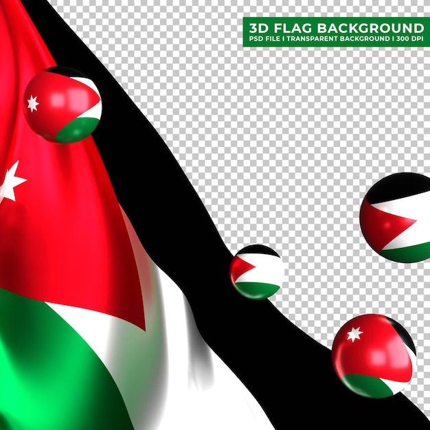 Jordan flag background with 3d ball ornament