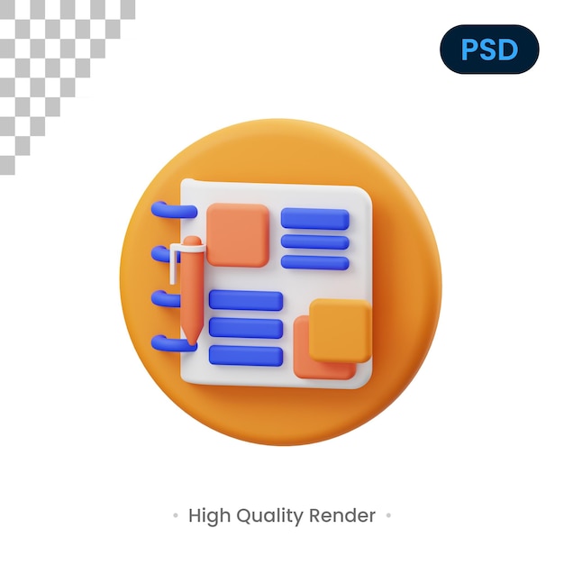 Journal 3D Render Illustration Premium Psd