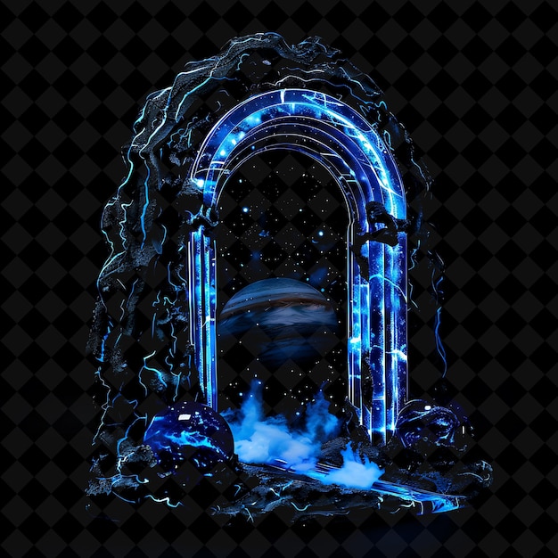 Jovian Gate With Gas Giant and Sapphire Blue Storms Made Wit PNG Y2K Shape Neon Color Collection