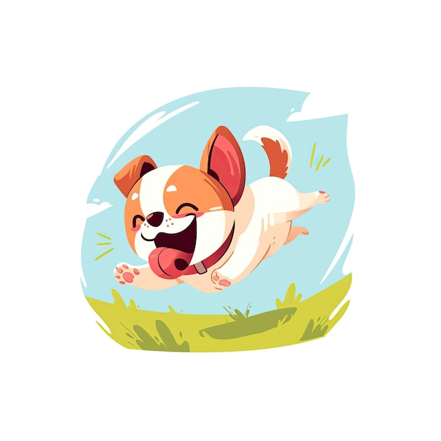 Joyful Dog Cartoon Bounding Through Cartoon Illustration