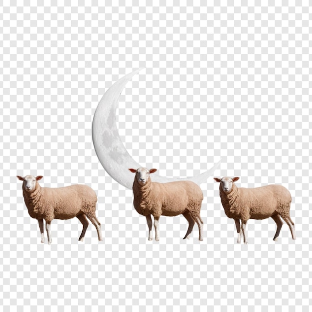 PSD a joyful eid ul adha scene with sheep and crescent moon