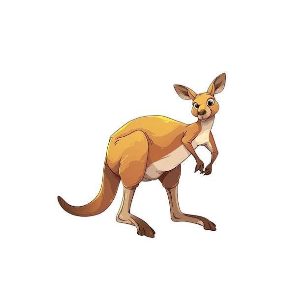 PSD joyful kangaroo cartoon its pouch swaying cartoon illustration