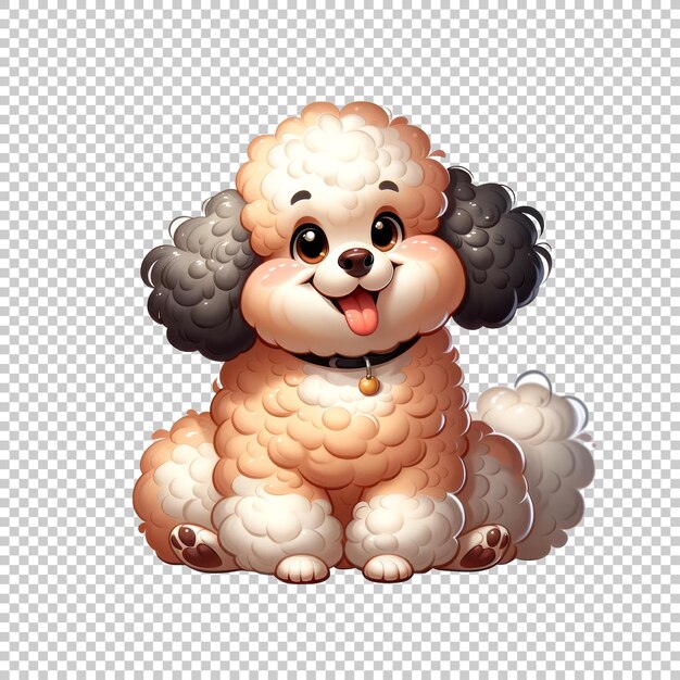 PSD joyful poodle puppy isolated on transparent background