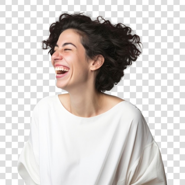 PSD joyful woman laughing candidly