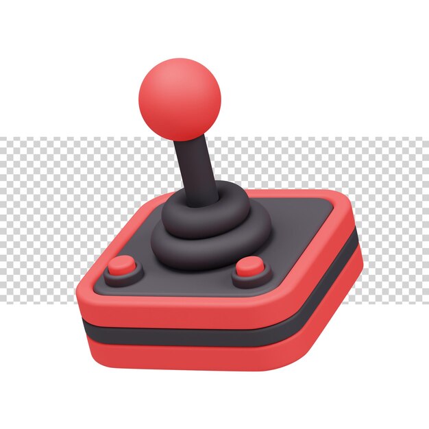 PSD joystick controller game retro fun with red and black color in simple design 3d rendering icon