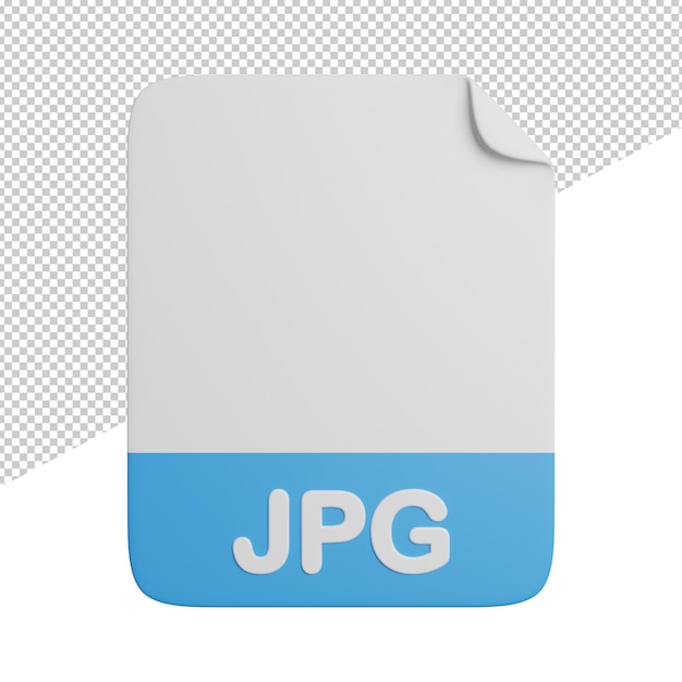 JPG document file front view 3d rendering icon illustration on transparent background