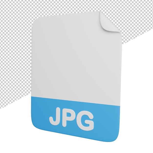 JPG document file side view 3d rendering icon illustration on transparent background