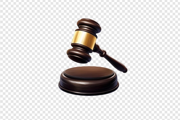 Judge gavel hitting block isolated on a transparent background