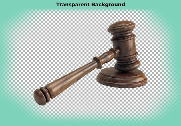 PSD judge gavelcourt gavel isolated on transparent background