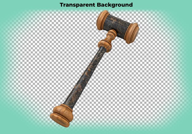 Judge gavelcourt gavel isolated on transparent background