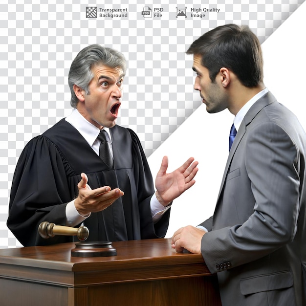 PSD judge and lawyer engaged in a courtroom discussion