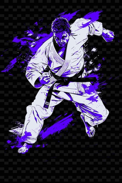 Judo Practitioner Executing a Throw With Power With a Contr Illustration Flat 2D Sport Backgroundo