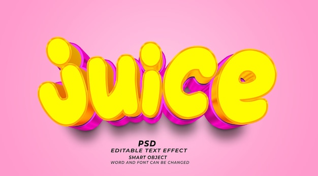 Juice 3d editable text effect photoshop template