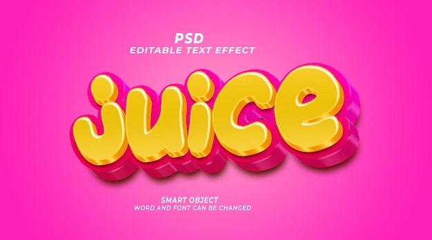 Juice 3d PSD editable text effect photoshop template with background