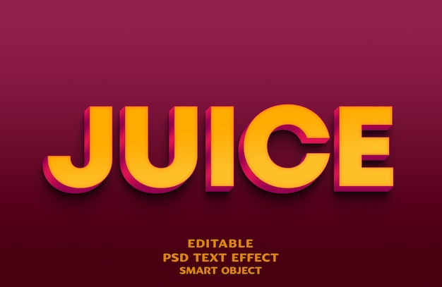 Juice 3d text effect design