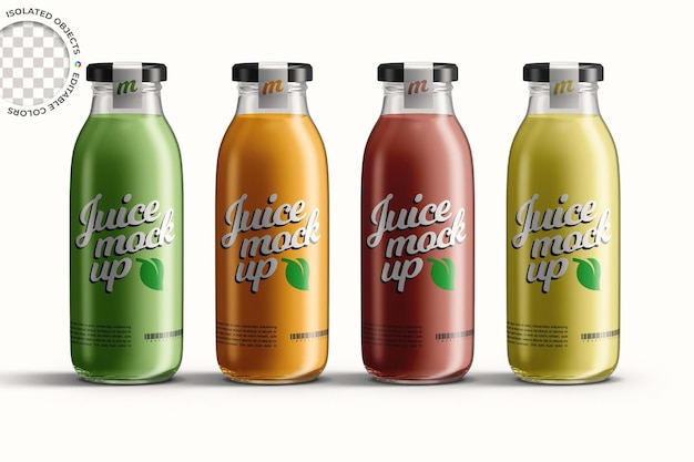 PSD juice bottle mockup variety isolated