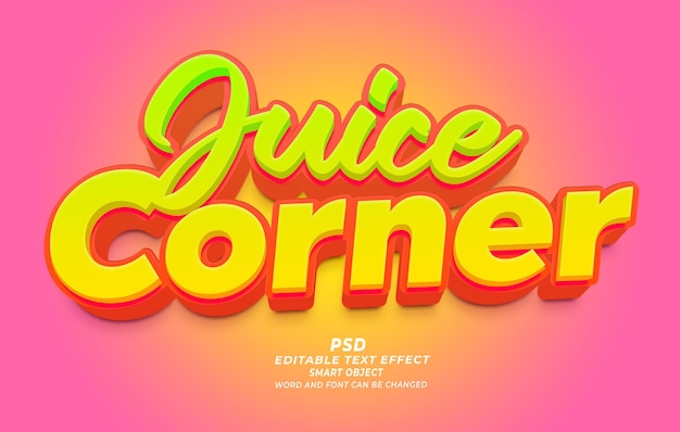 PSD juice corner psd 3d editable text effect