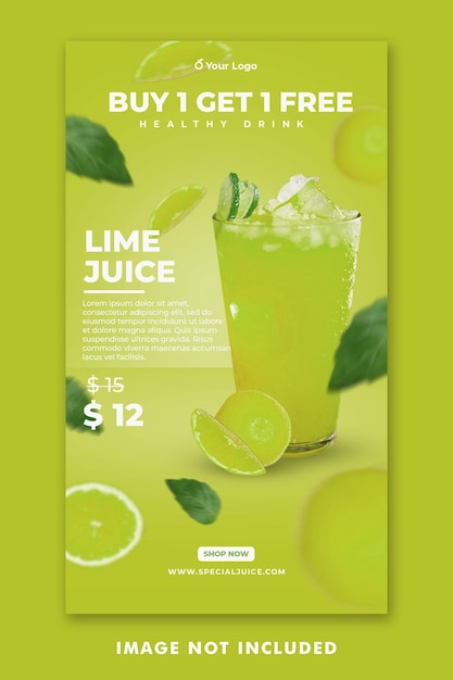 Juice Drink Menu Social Media Instagram Stories Template For Restaurant Promotion