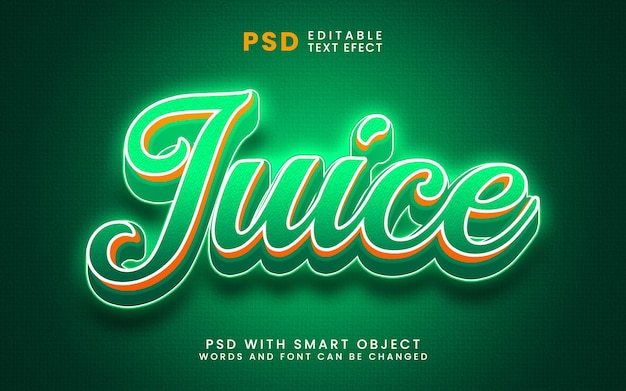 Juice fresh fruit 3d editable text effect template