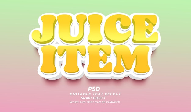 PSD juice item 3d psd editable text effect