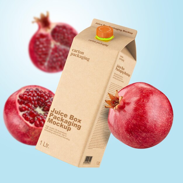 PSD juice kraft carton packaging mockup