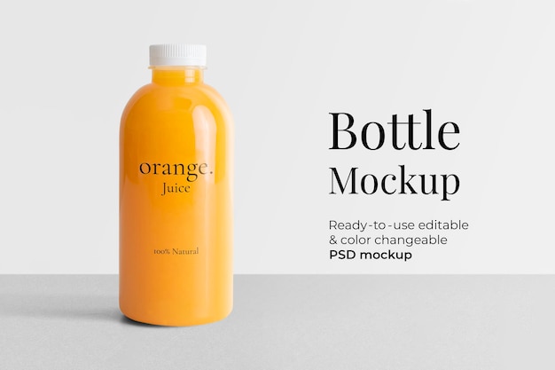 Juice plastic bottle mockup psd with label product packaging