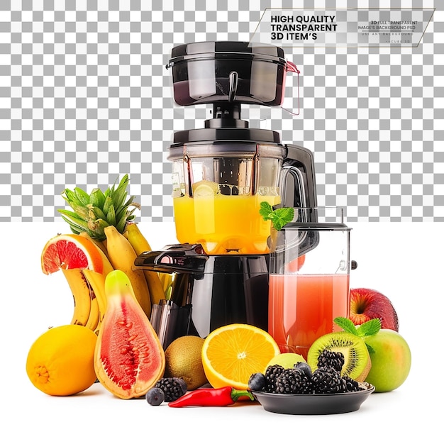 PSD juicer an appliance used for extracting juice from fruits on transparent background